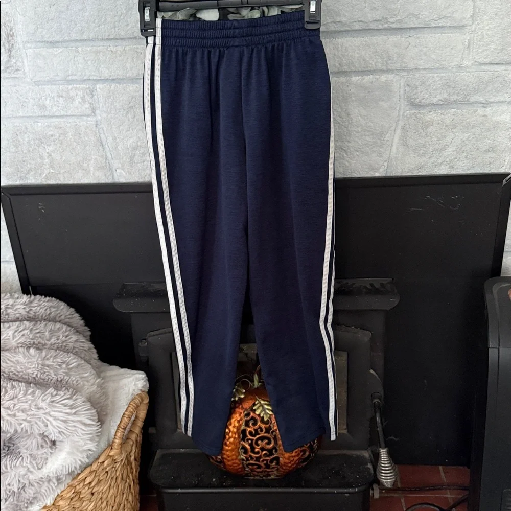 Adidas Kids Blue Joggers with White Stripes